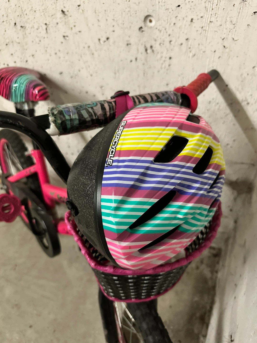 Kids' Pink Bicycle with Helmet and Basket - photo 2
