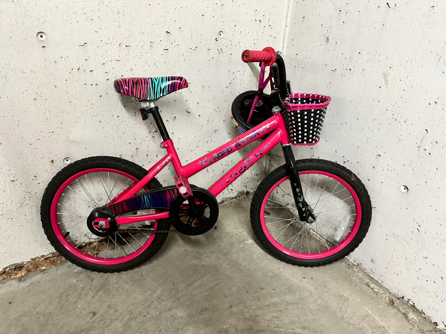 Kids' Pink Bicycle with Helmet and Basket