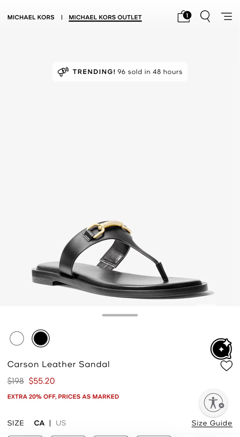 Michael Kors Carson Leather Sandals - Black - Size 7