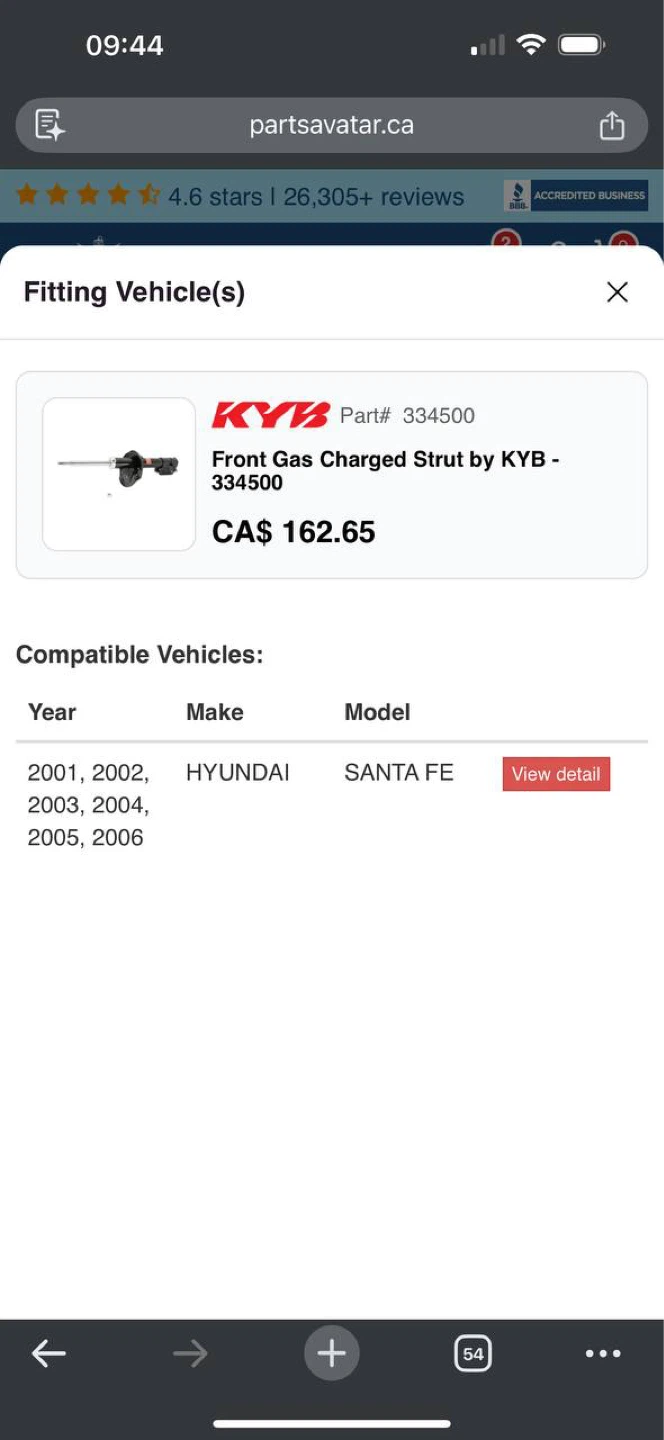 KYB Front Right Strut for Hyundai Santa Fe 2001-2006 🚗 - photo 5
