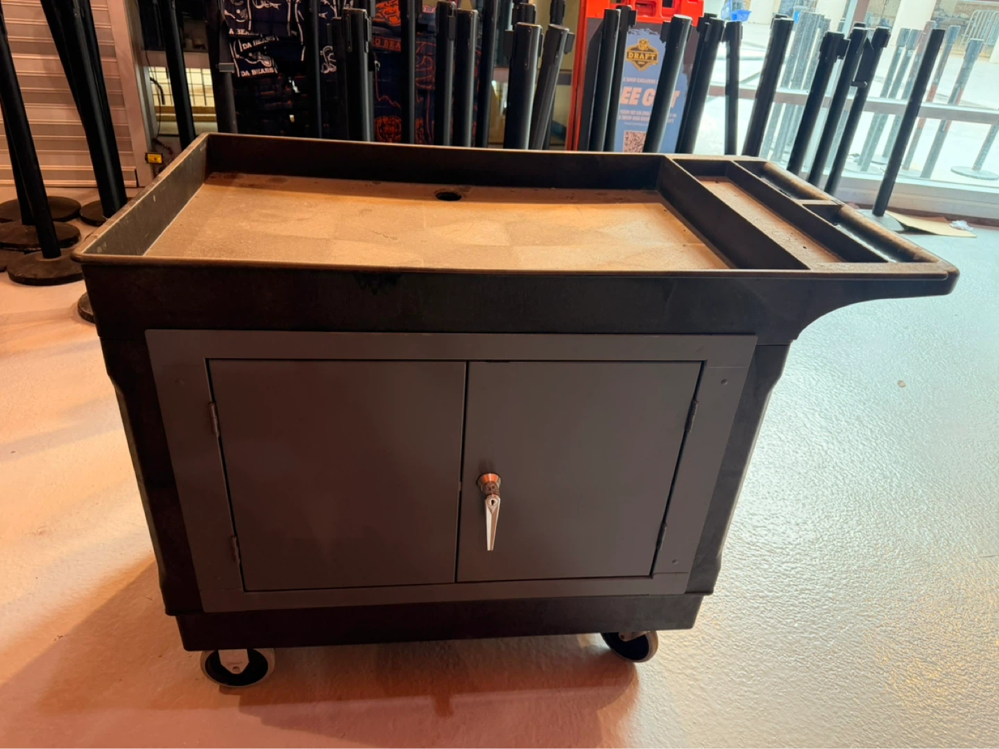 Uline Rolling Service Cart with Cabinet