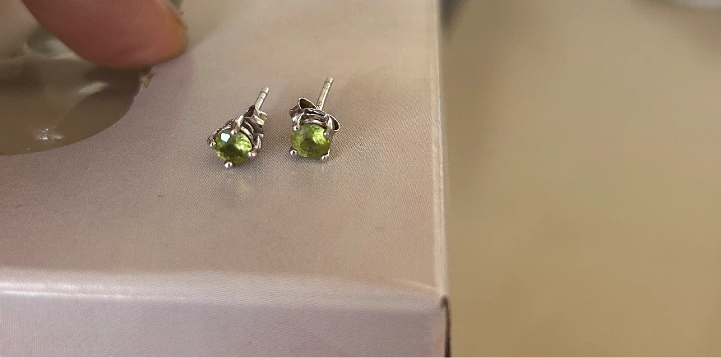 Genuine Peridot Stud Earrings on 925 silver