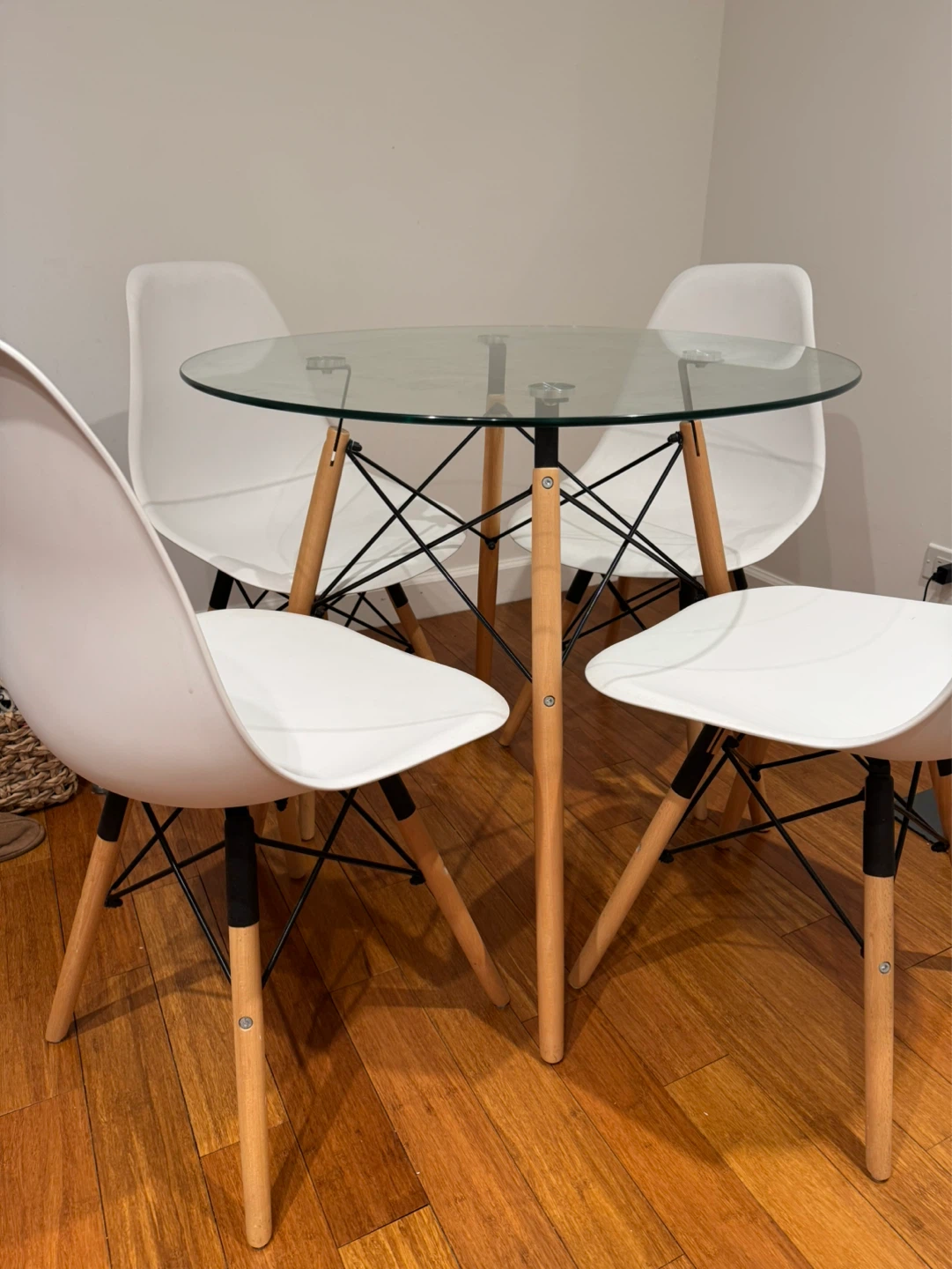 Glass Top Dining Table Set with 4 Chairs