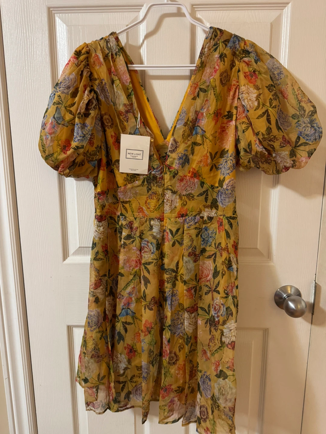 New Light Floral Puff Sleeve Mini Dress - photo 2