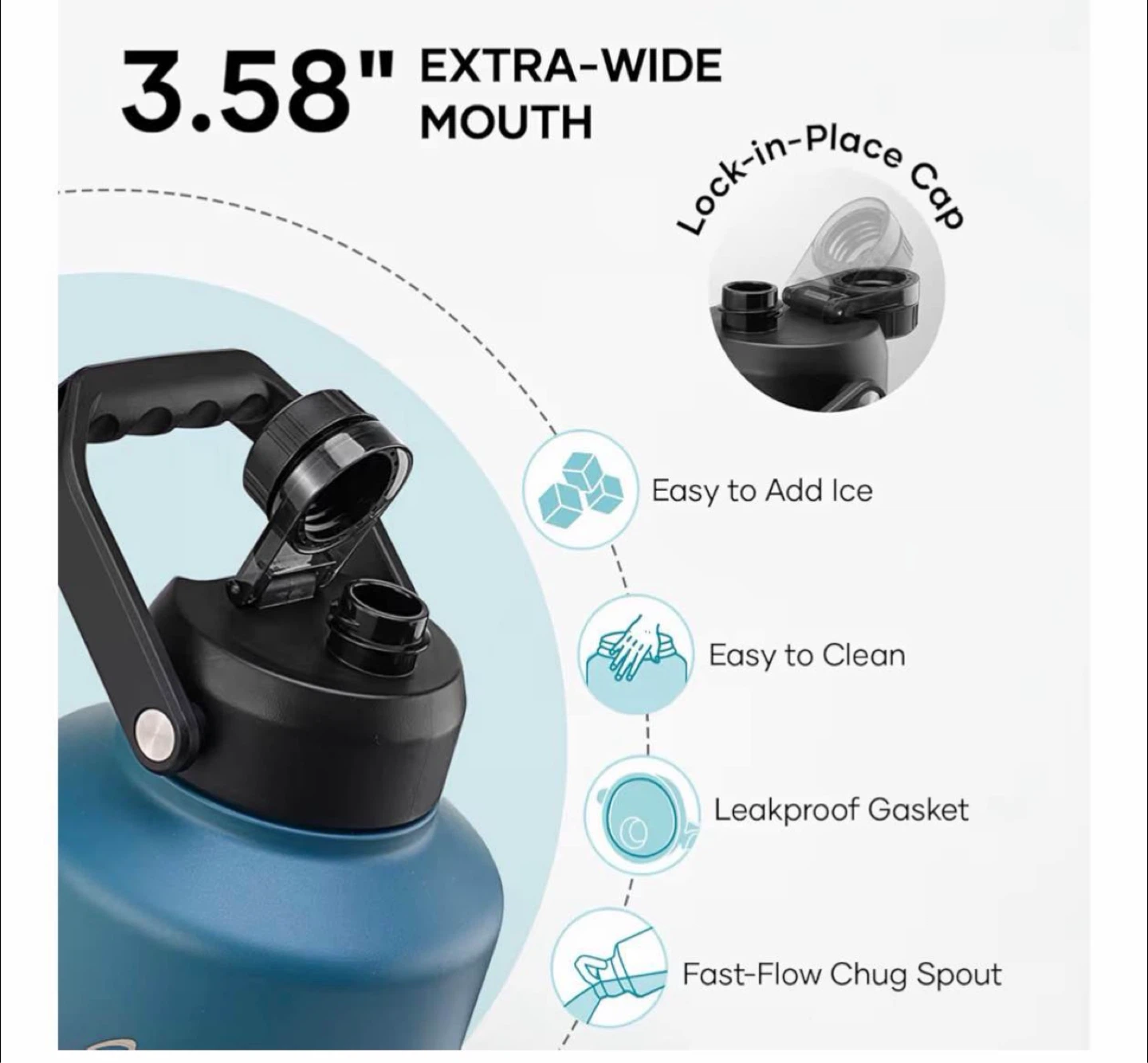 128oz Insulated Water Bottle with 2 Cups - photo 3