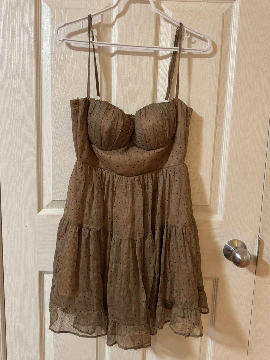 New- Sheer polka dot tiered mini dress