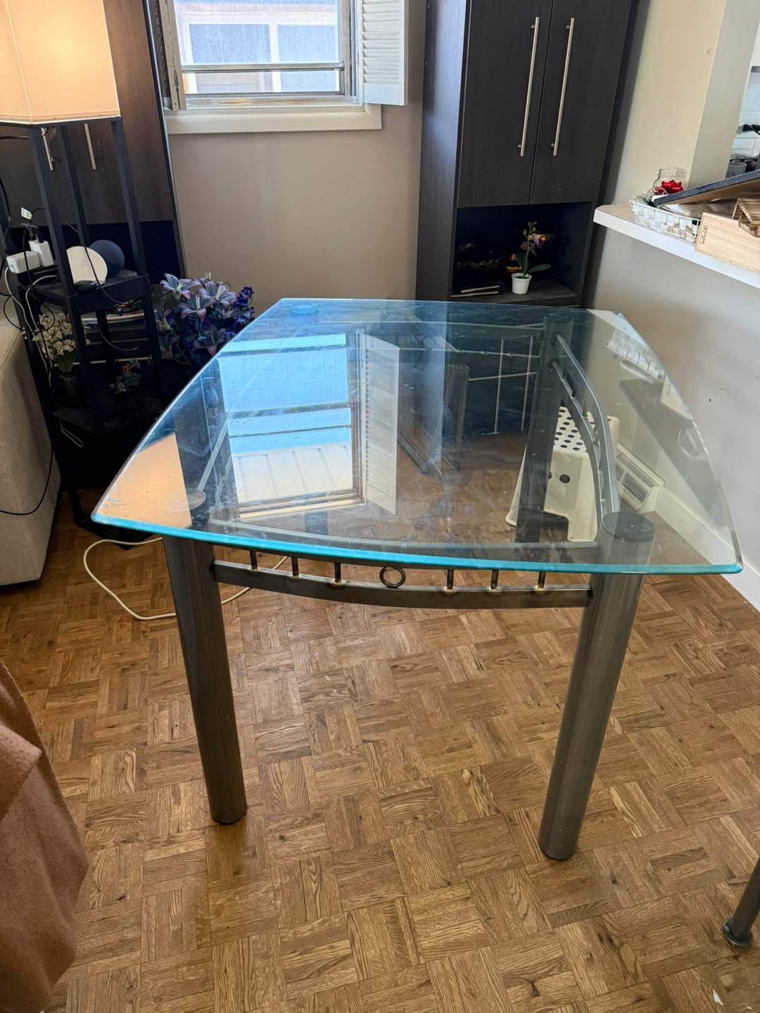 Glass Top Dining Table with 4 Metal Chairs - photo 2