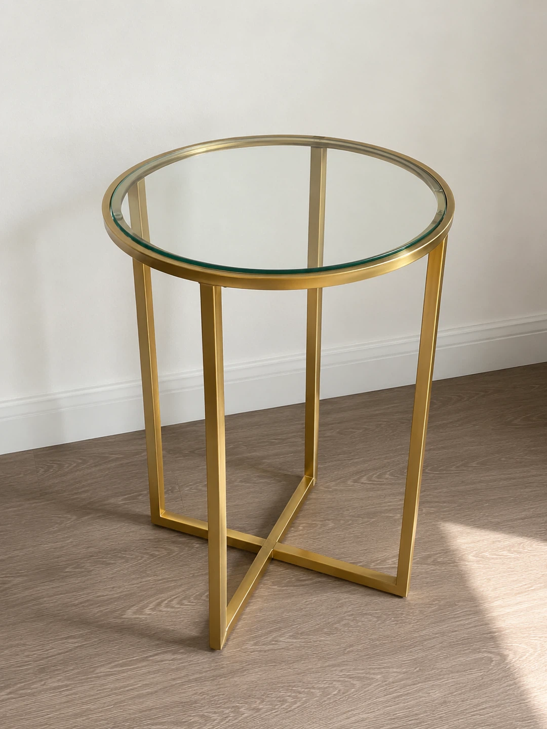 Gold coffee table and Glass Round Side Table - photo 2