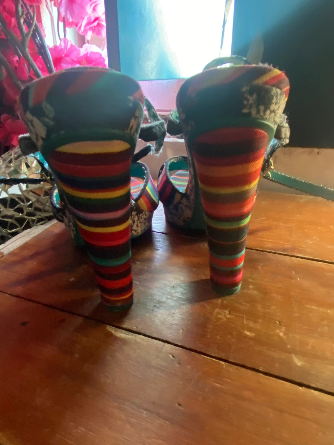 Desigual Striped Wedge Heeled Sandals Size 38 - photo 5