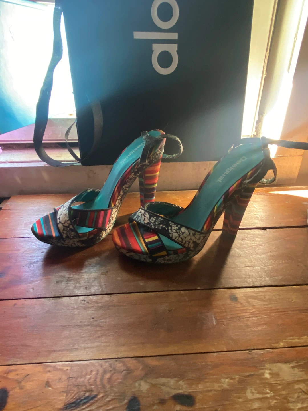 Desigual Striped Wedge Heeled Sandals Size 38 - photo 2