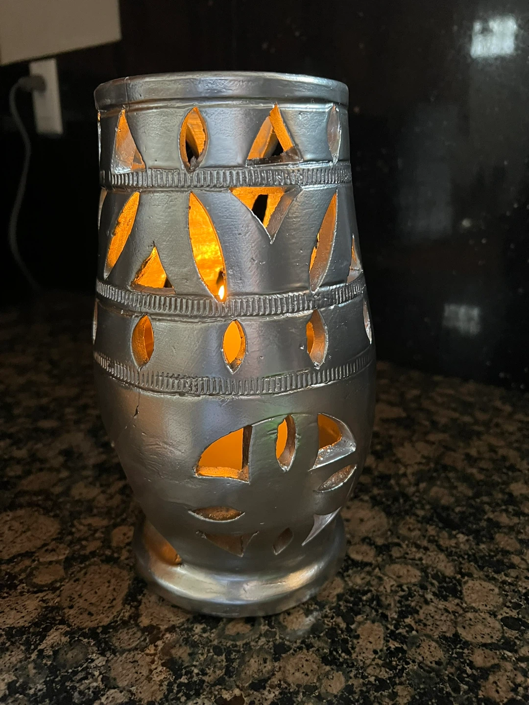 Silver Decorative Lantern with Cutout Design - photo 5