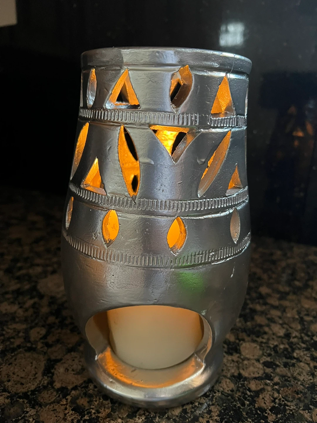 Silver Decorative Lantern with Cutout Design - photo 4