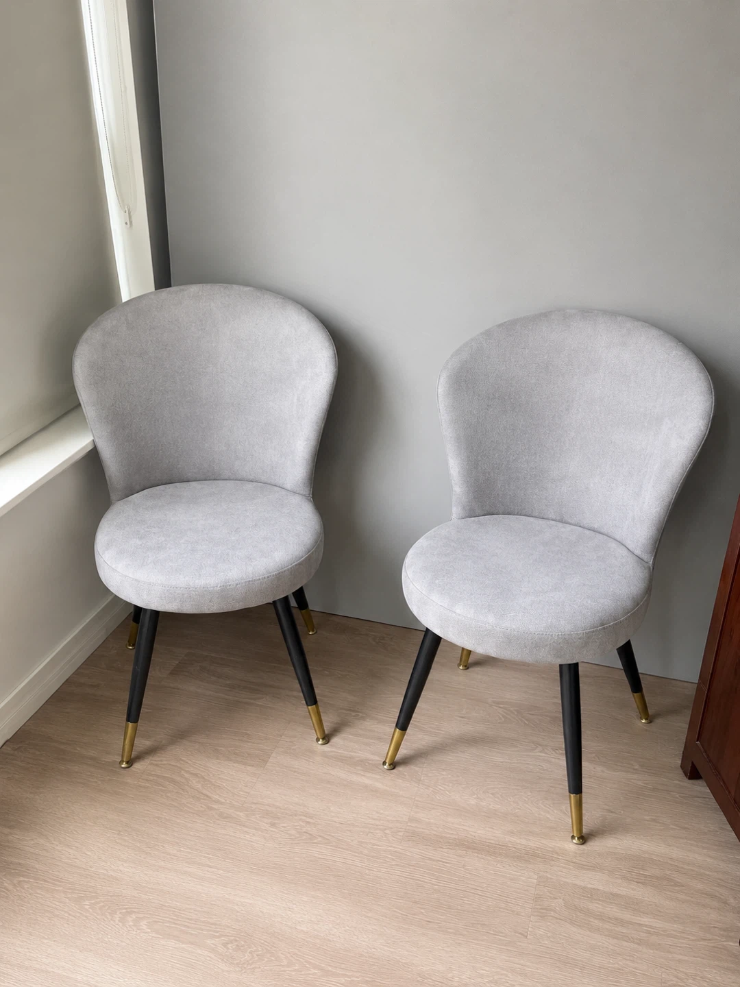 Pair of Light Grey Upholstered Accent Chairs