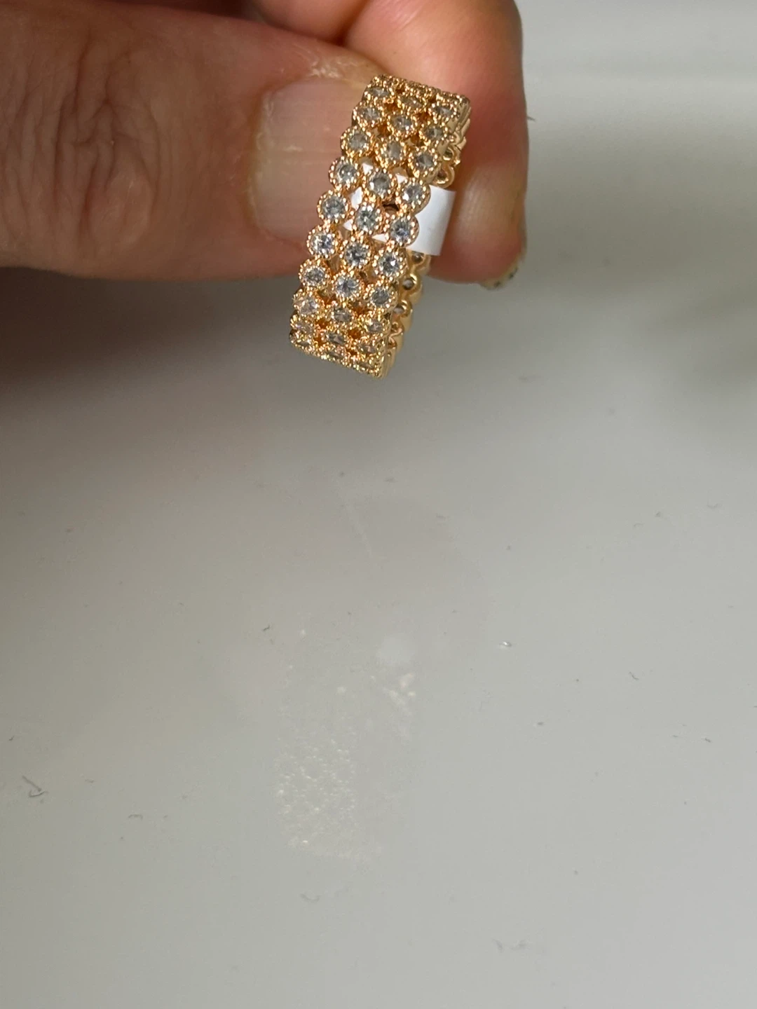 Gold plated Tone CZ Pave Band Ring