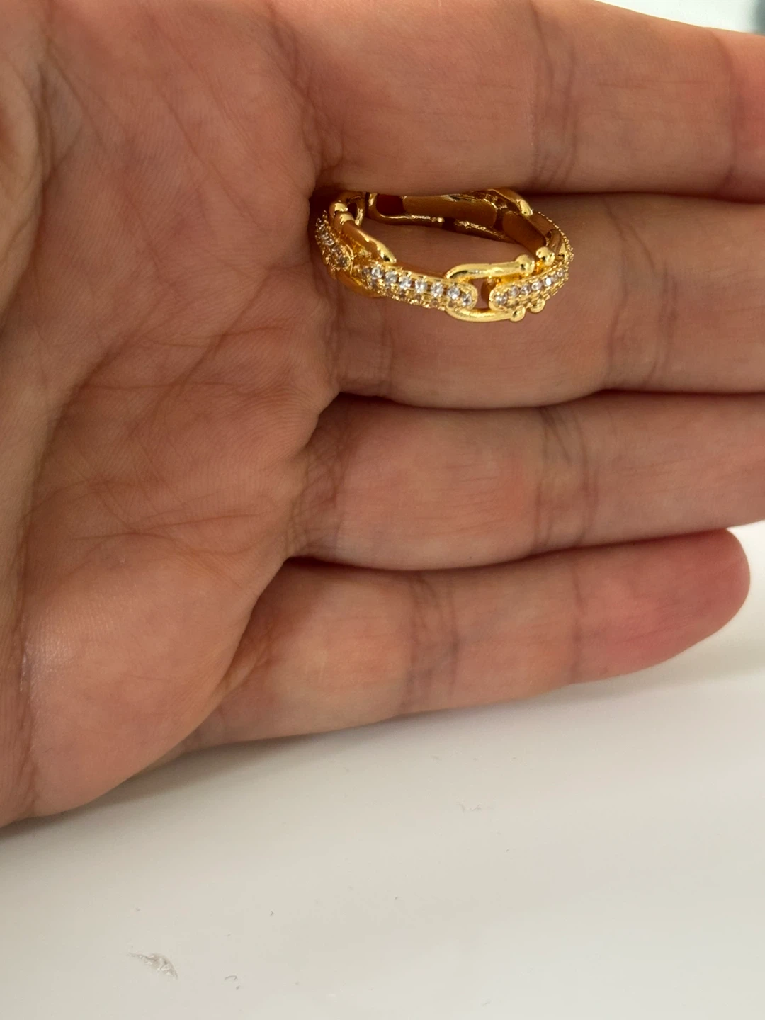 Gold plated Tone Ring with Clear Stones - photo 2