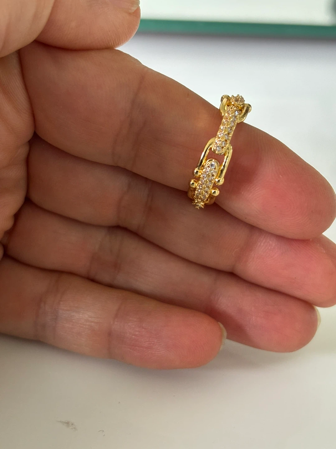 Gold plated Tone Ring with Clear Stones