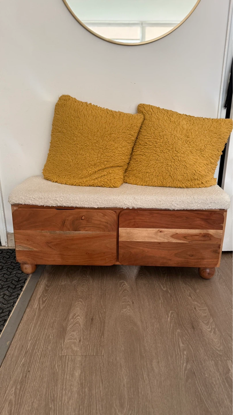 Wooden Storage Bench with Cushion