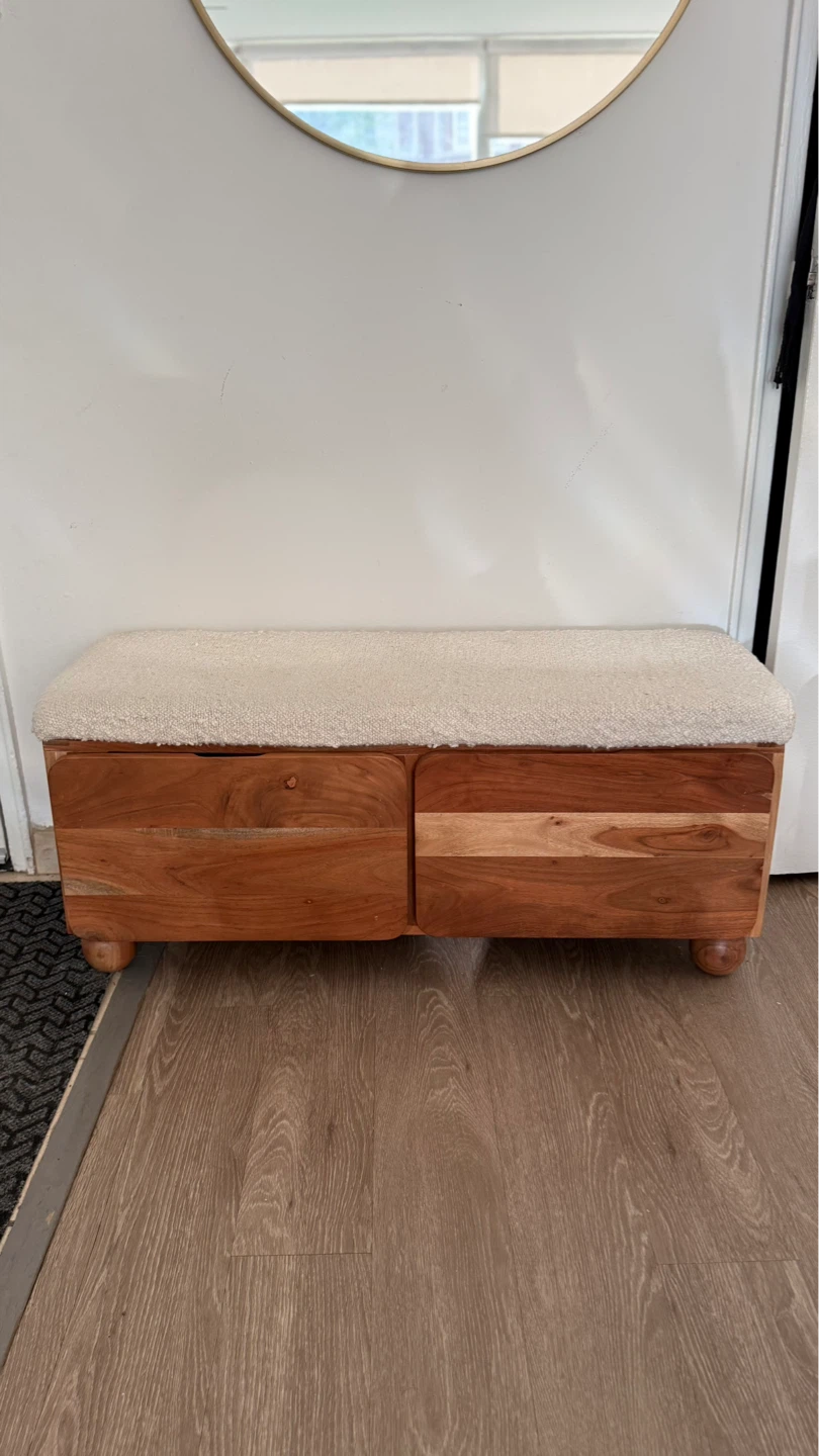 Wooden Storage Bench with Cushion - photo 2