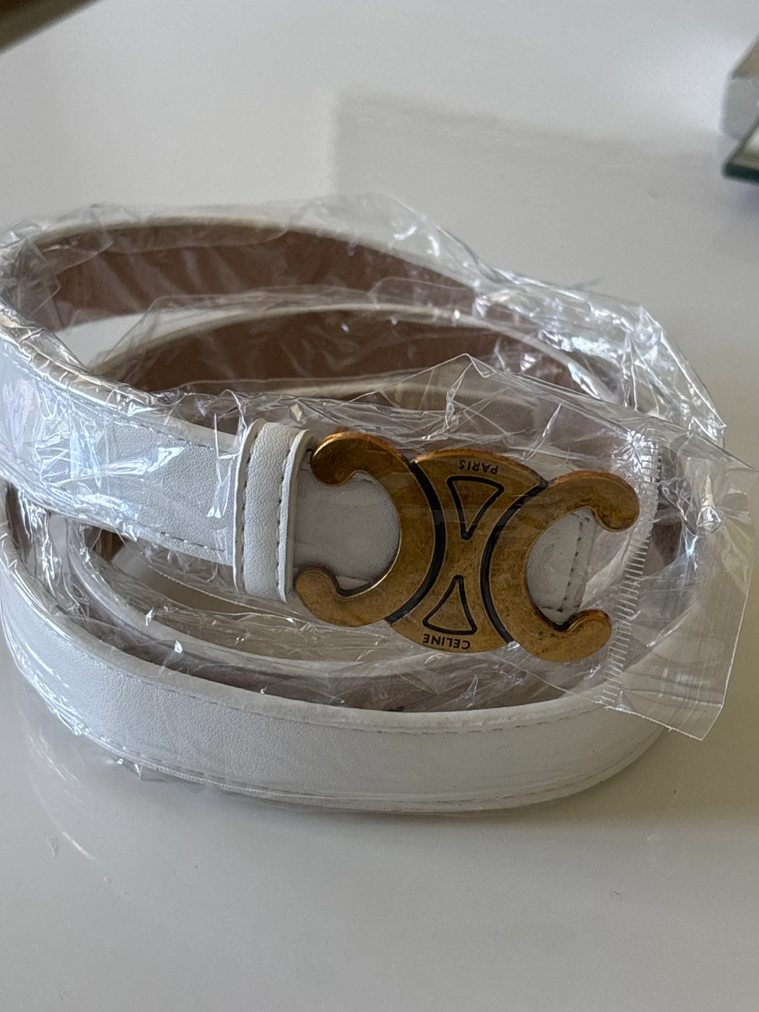 White Celine Belt