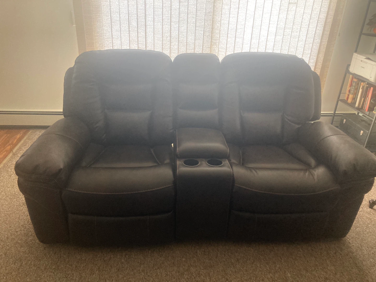 Dark Brown Loveseat Recliner with Cup Holders