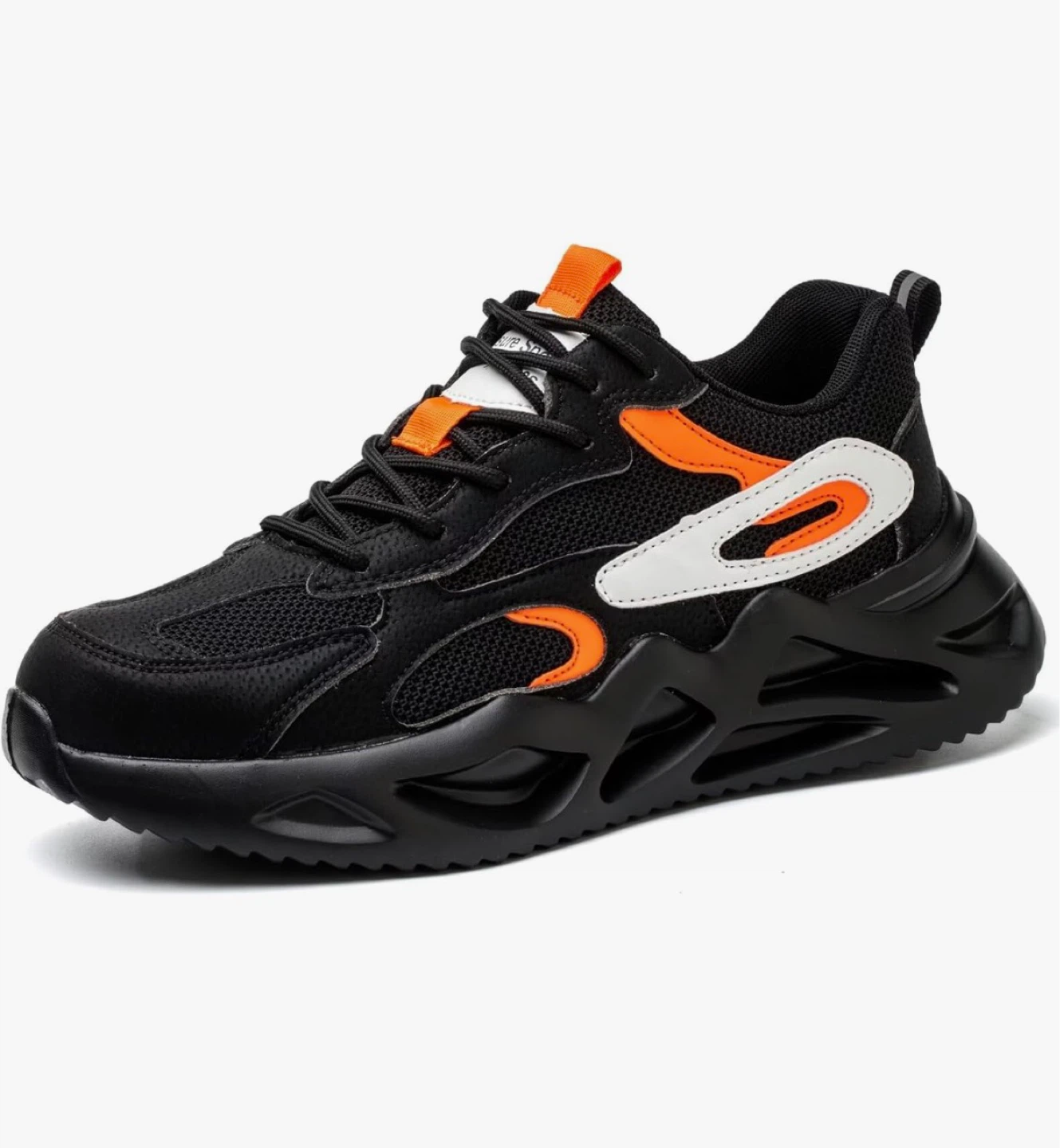 Black and Orange Safety Toe Work Shoes