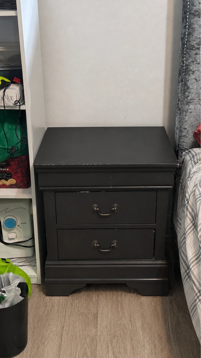 6-Drawer Dresser & Dark Grey 2-Drawer Nightstand with Mirror - photo 2