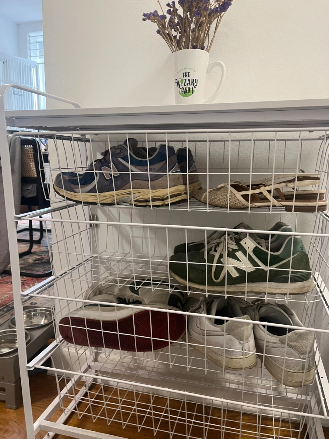 White 4-Tier Wire Shoe Rack with Top Shelf - photo 2