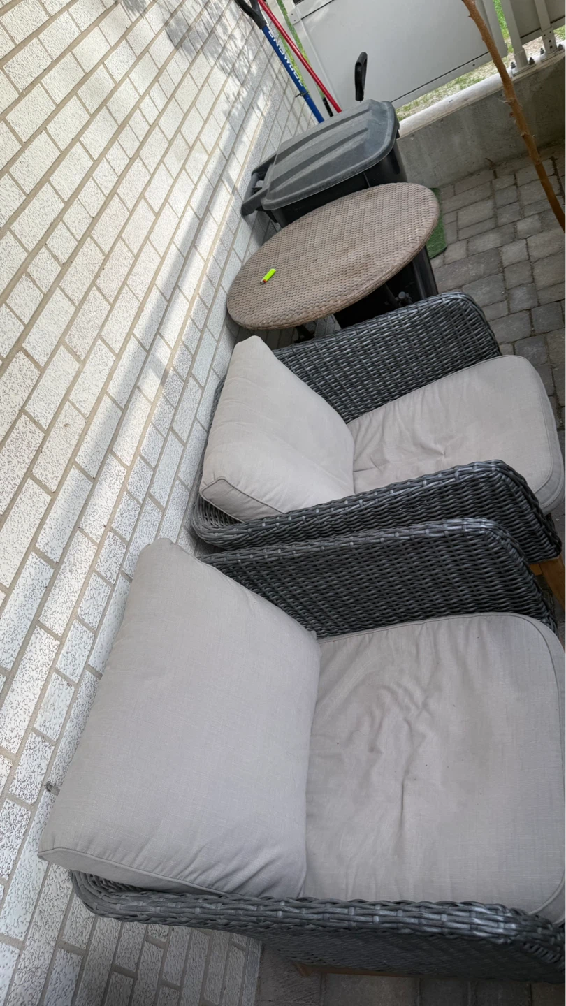 Wicker Patio Chairs & Table with Cushions (Set of 2) - photo 2