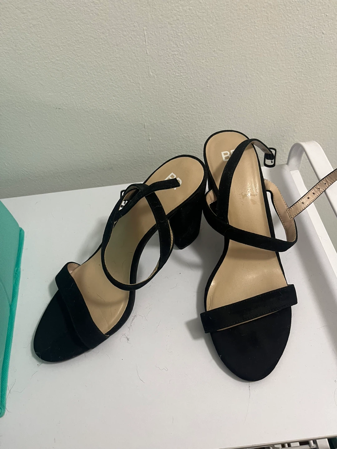 Black Suede Block Heel Sandals