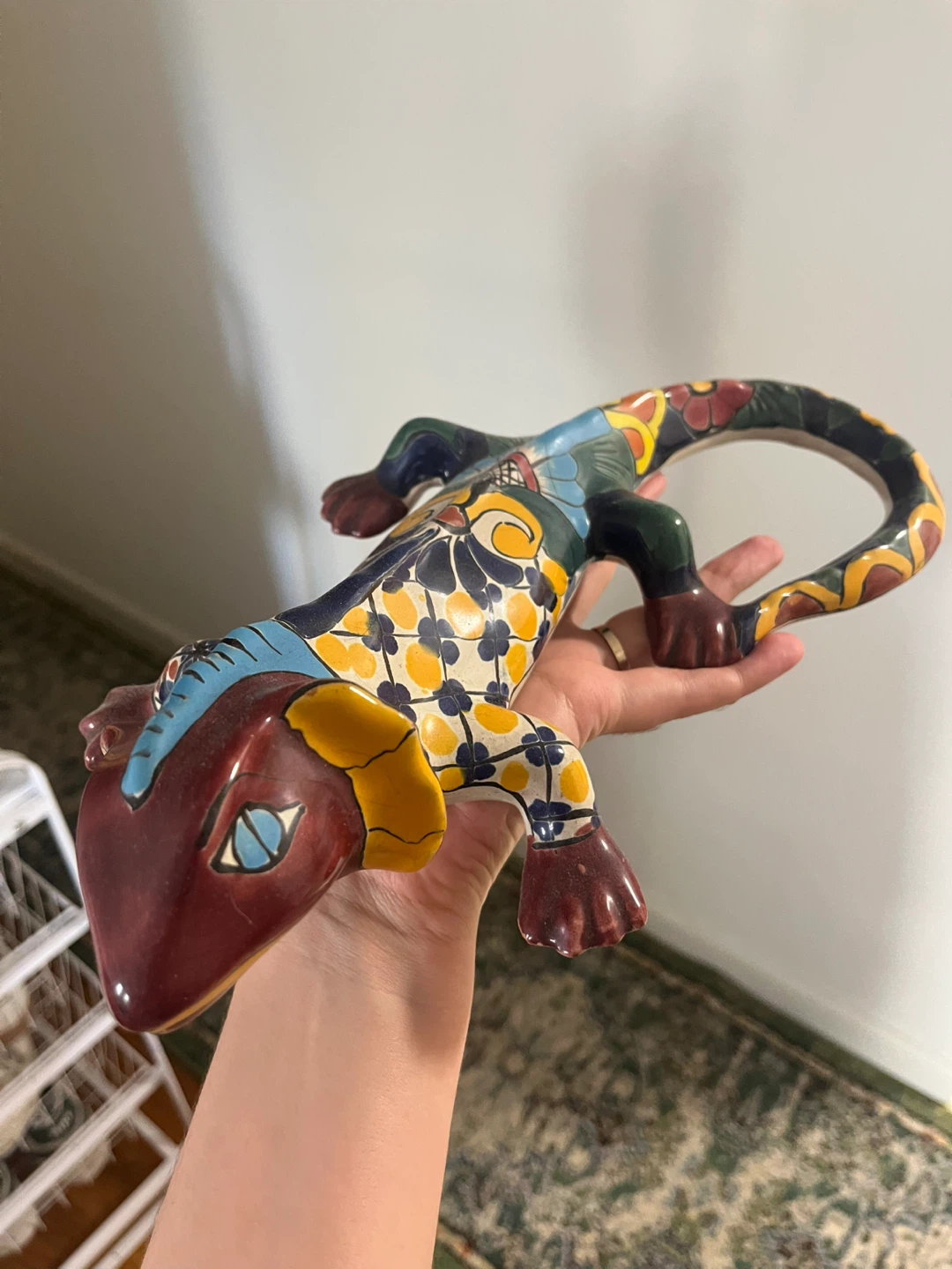 Ceramic Gecko Figurine handpainted