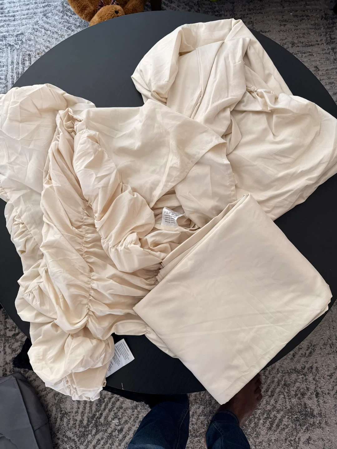 Ruched Duvet Cover Set - Cream - photo 3