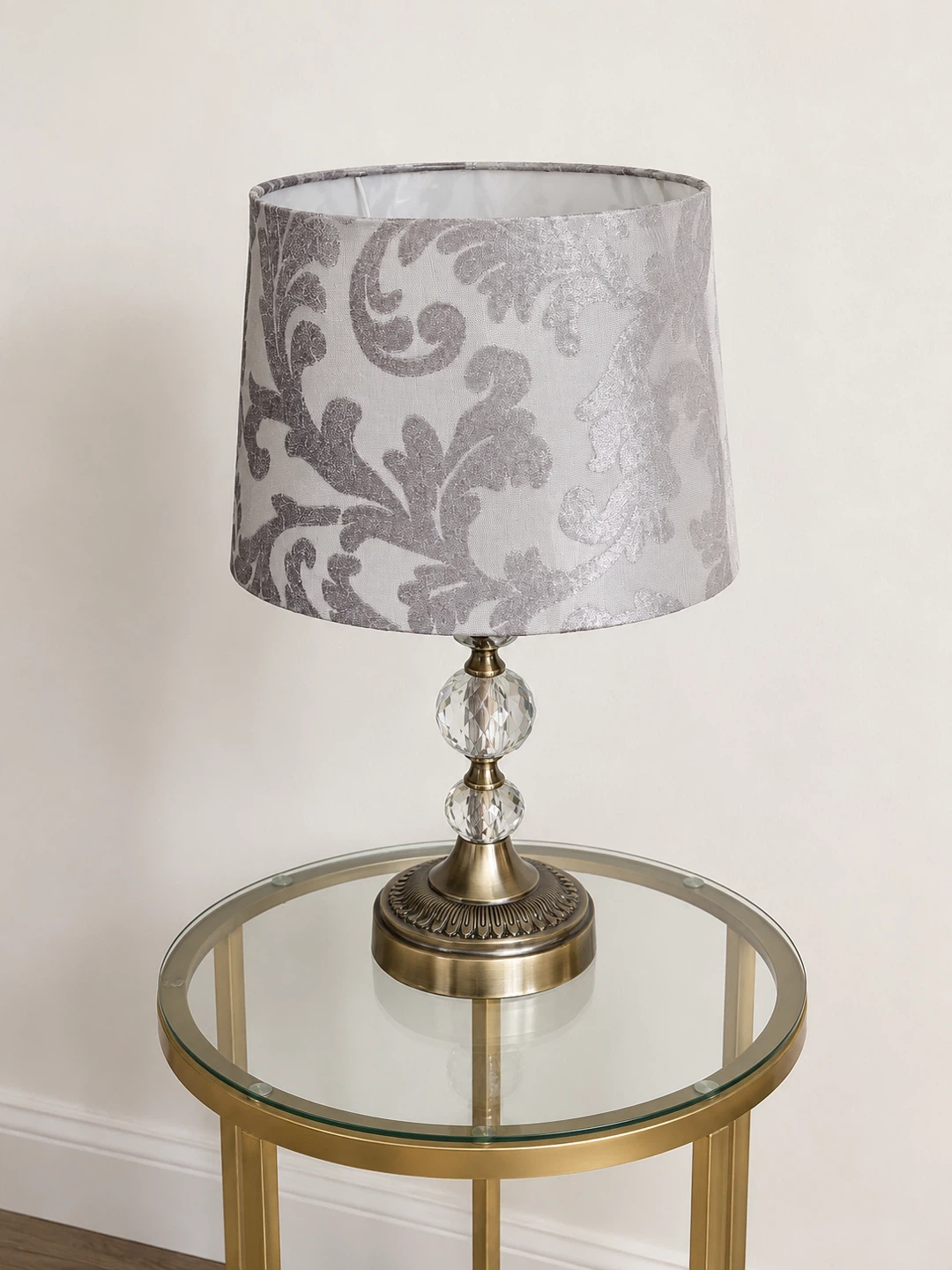 Decorative Table Lamp Pair with Damask Shade