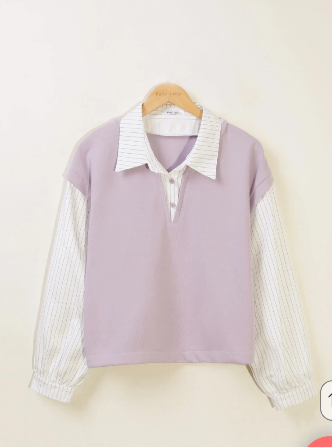 Lavender Striped Long Sleeve Shirt (size L)