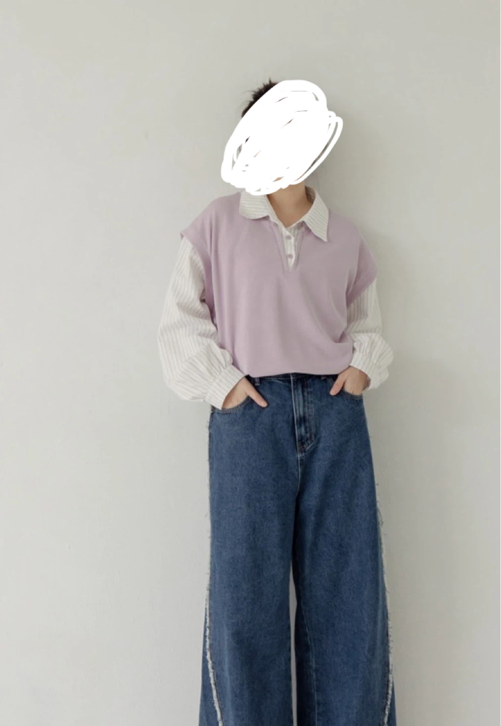 Lavender Striped Long Sleeve Shirt (size L) - photo 3