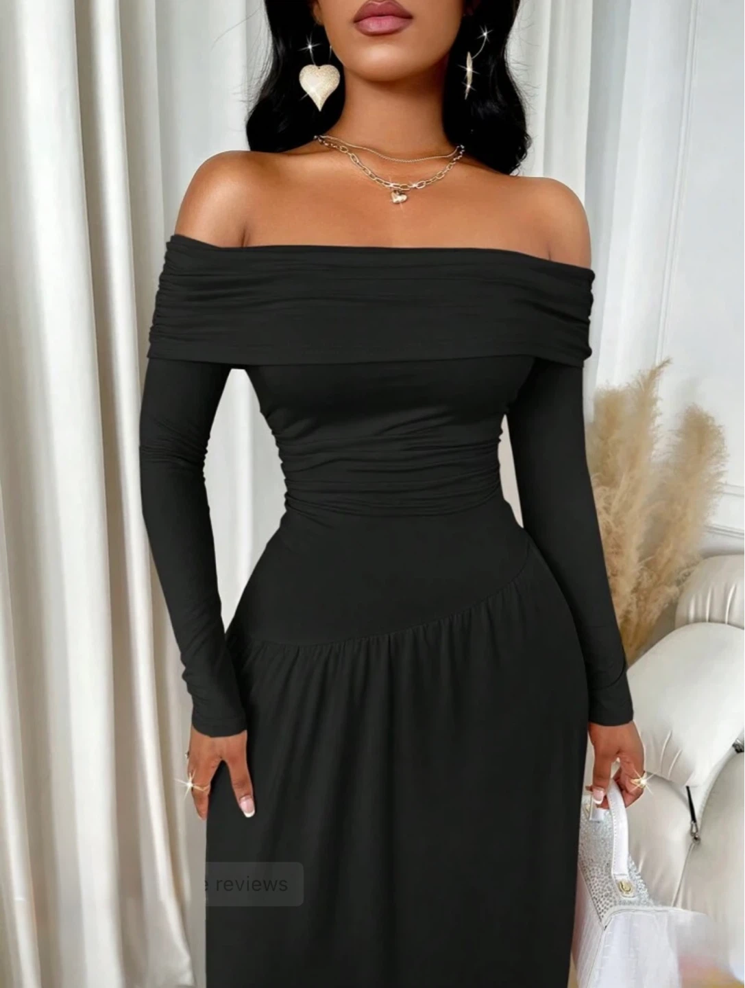 Bare Off-Shoulders, Black Maxi