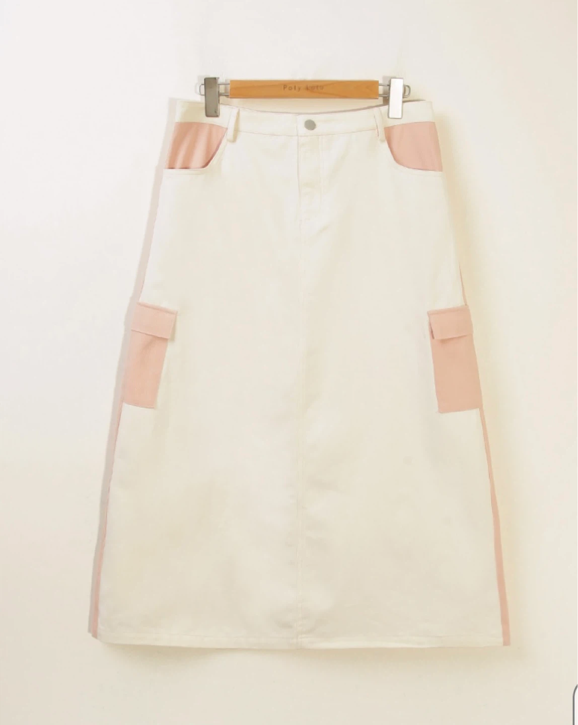 Cream & Pink Cargo Maxi Skirt L size