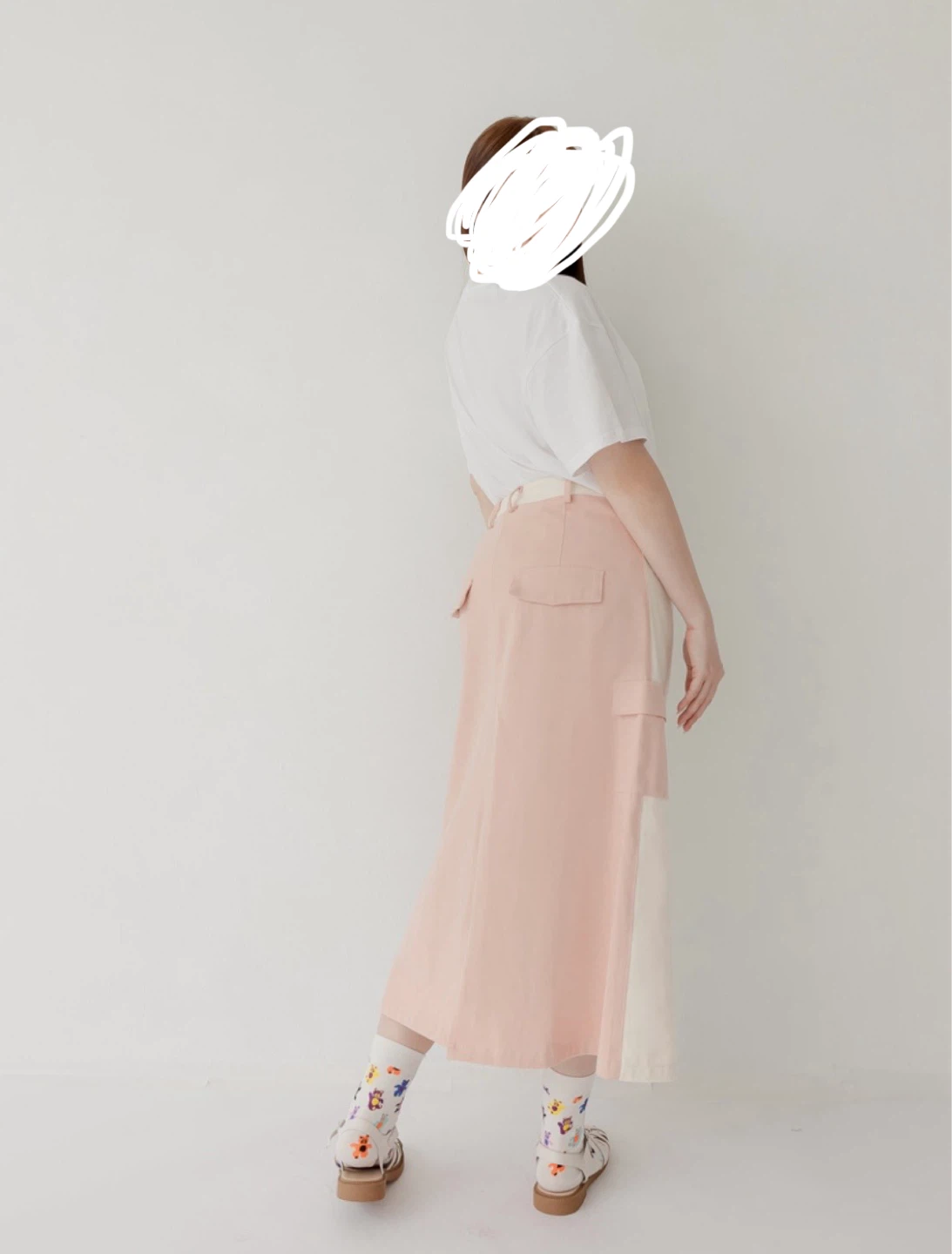 Cream & Pink Cargo Maxi Skirt L size - photo 4