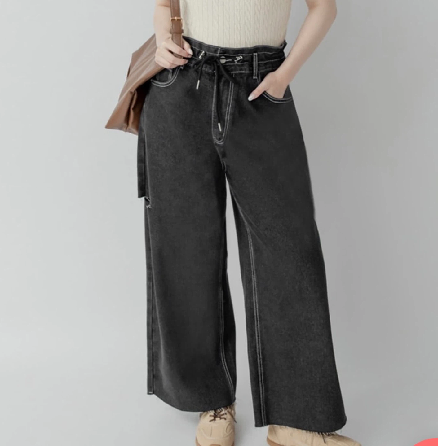 Black Wide Leg Jeans L size - photo 3