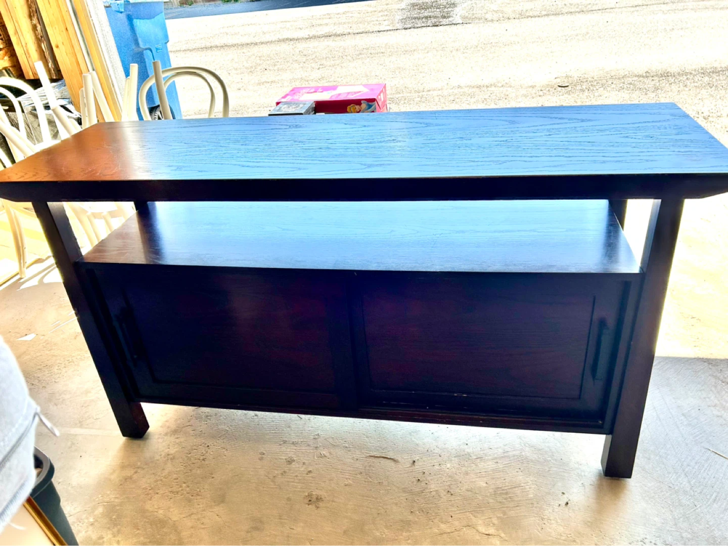 Create & Barrel Dark Wood Media Console with Storage