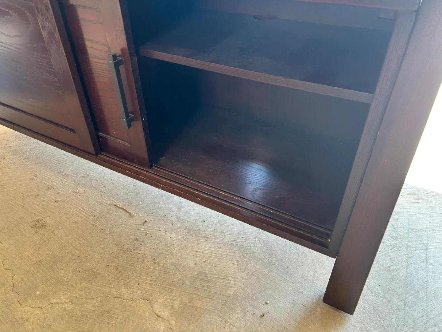 Create & Barrel Dark Wood Media Console with Storage - photo 3