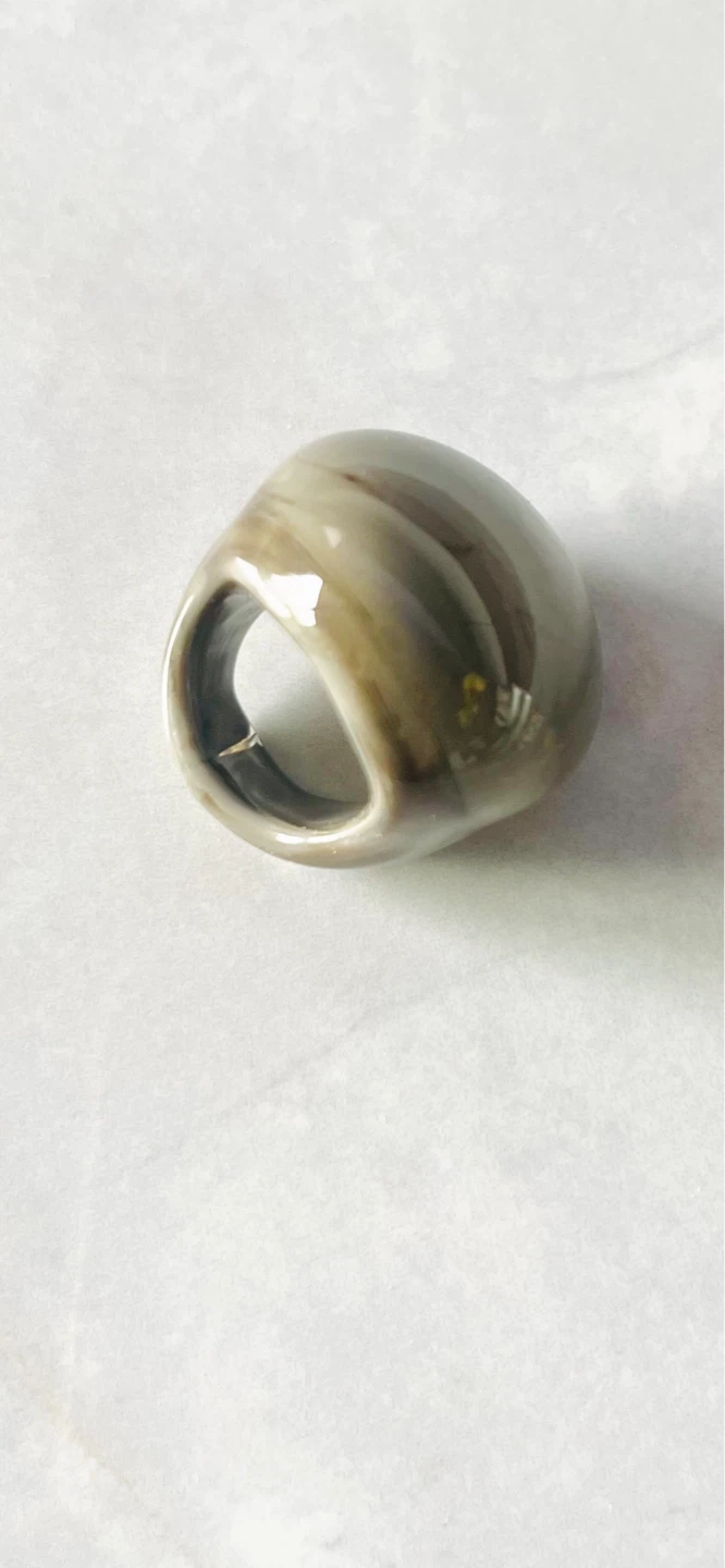 Modern Murano Glass Cocktail Ring Organic Sculptural Form