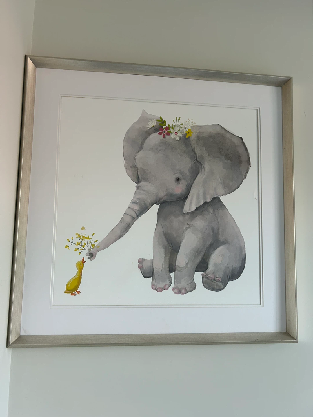 Framed Watercolour Print - Elephant and Duckling