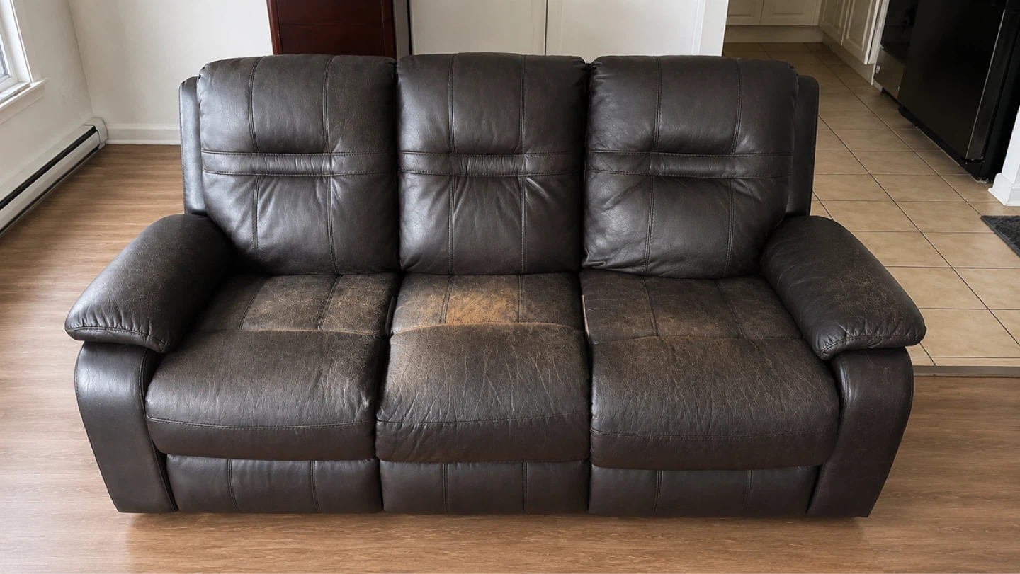 Dark Brown Leather Reclining Sofa