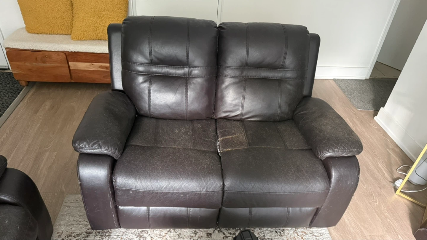 Dark Brown Leather 3-Seater Reclining Sofa - photo 2