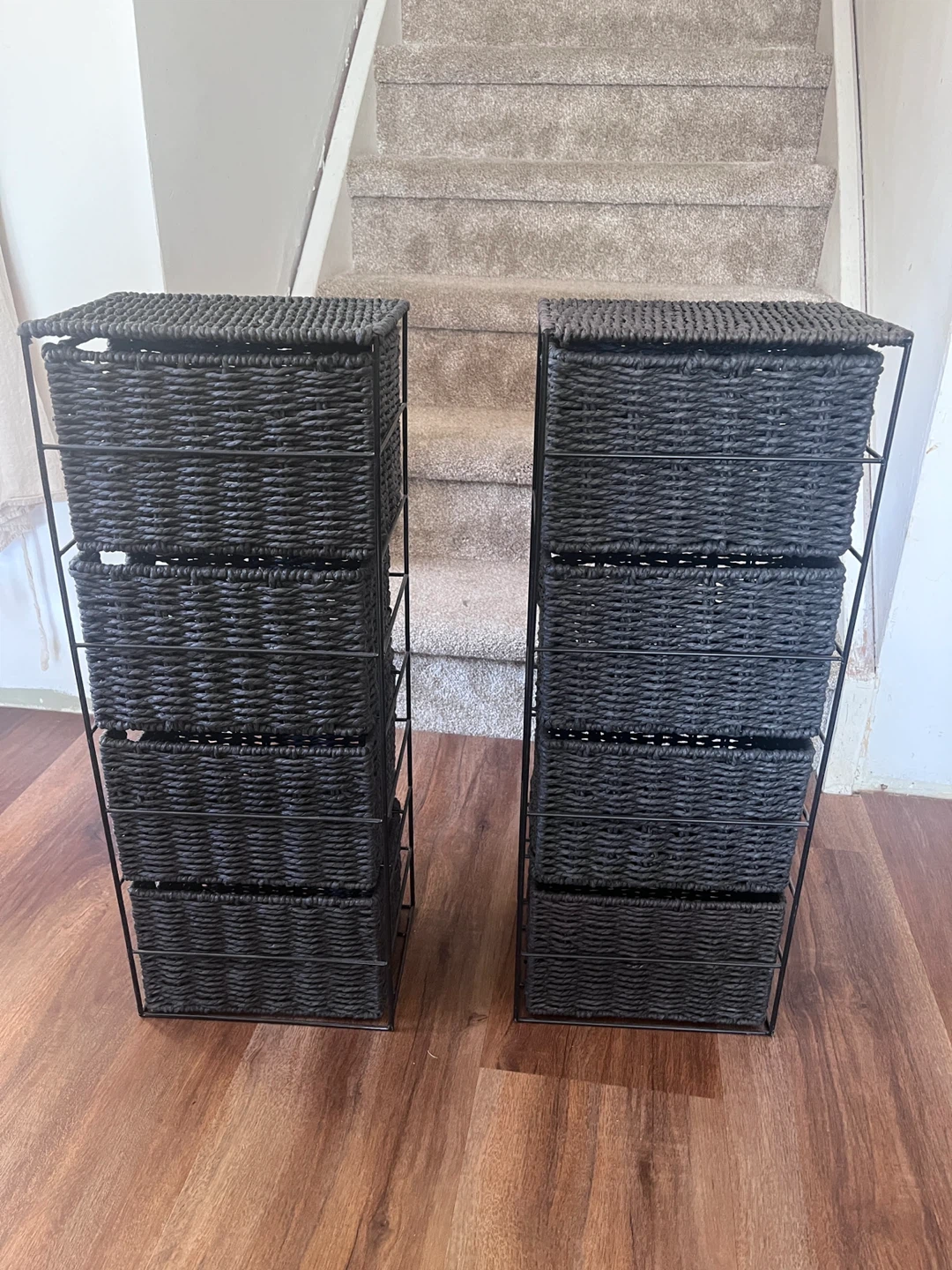 Set of 2 Black Wicker Storage Drawer Units - photo 2