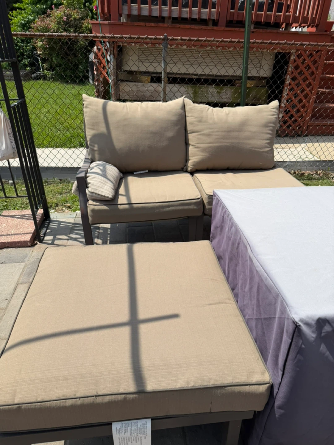 Outdoor Sofa Set with Cushions and Ottoman