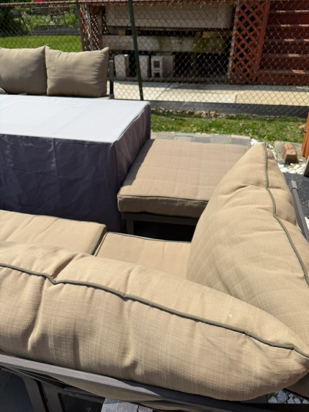 Outdoor Sofa Set with Cushions and Ottoman - photo 3