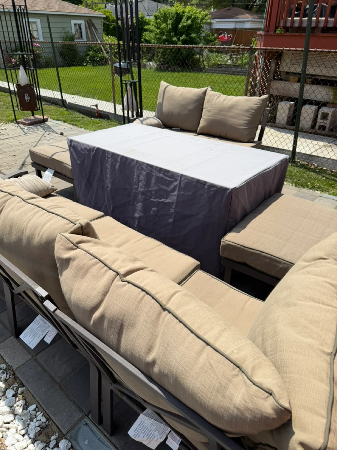 Outdoor Sofa Set with Cushions and Ottoman - photo 2