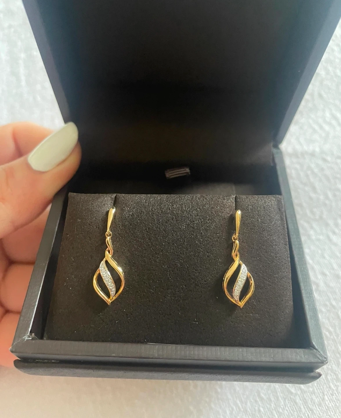 Gold Drop Earrings with Crystals
