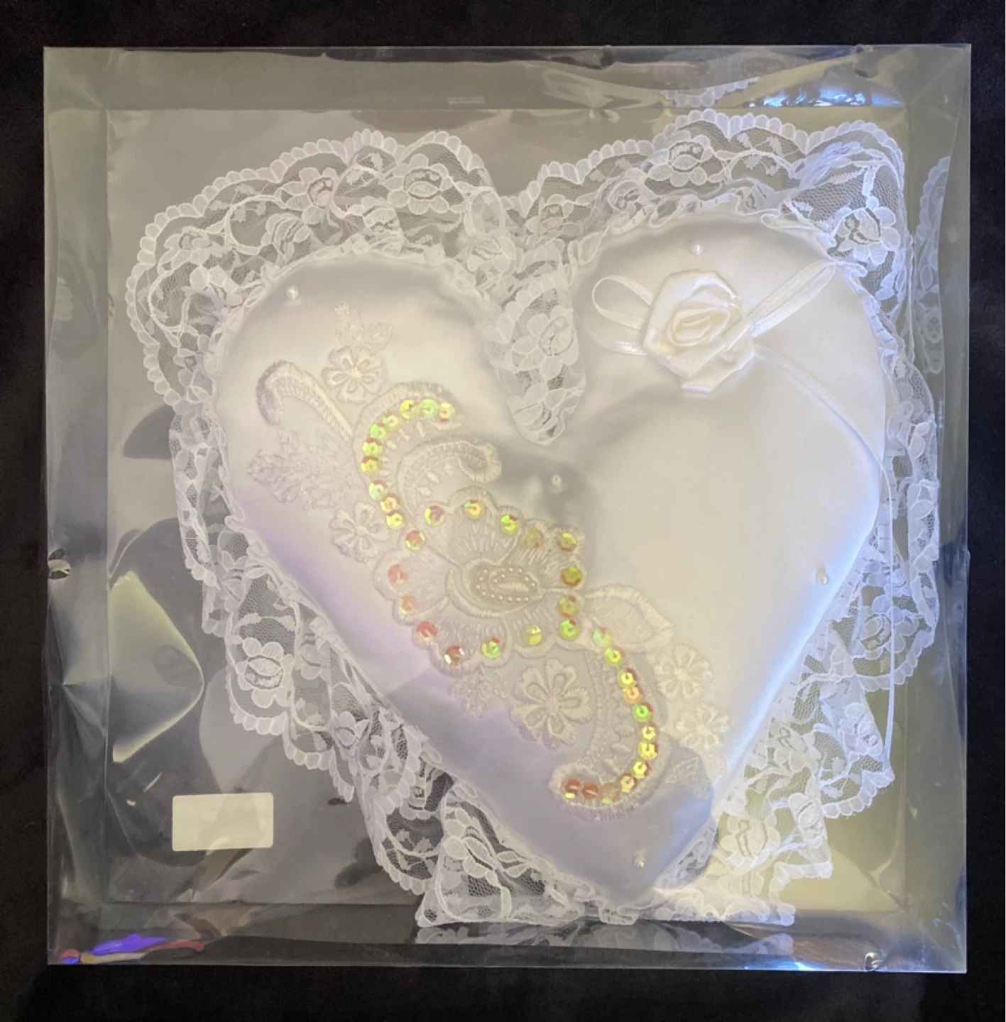 NEW Celebrate It Vintage Lace Heart Wedding Ring Bearer Pillow